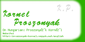 kornel proszonyak business card